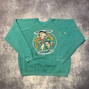 Vintage 1995 Betty Boop Rollerblade Crewneck Sweatshirt XL Green USA